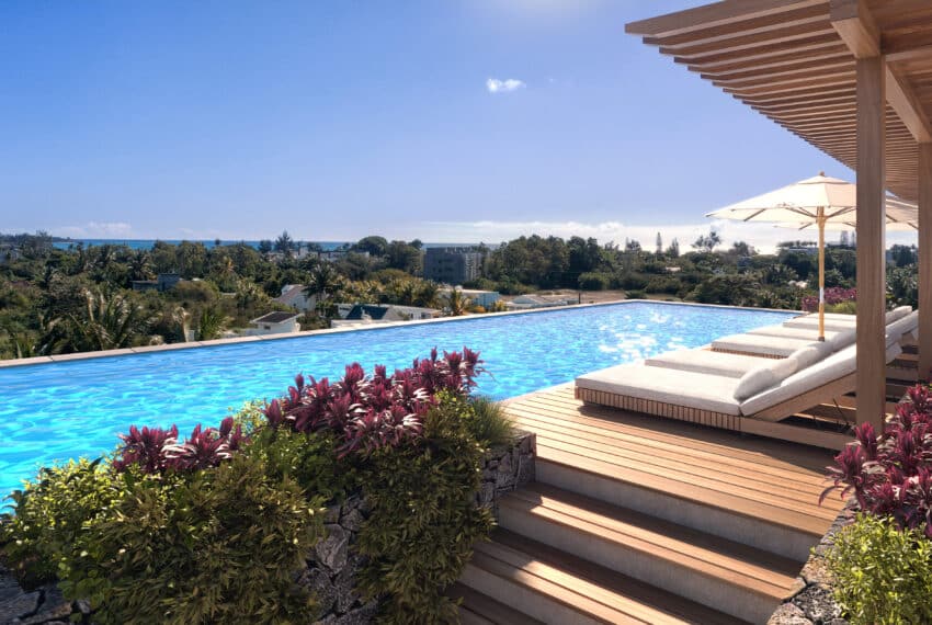 Piscine et Terrasse Commune pour appartement et penthouse à Grand Baie