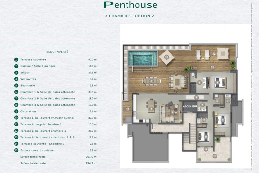 Residence St Antoine-plan Penthouse 263 m2
