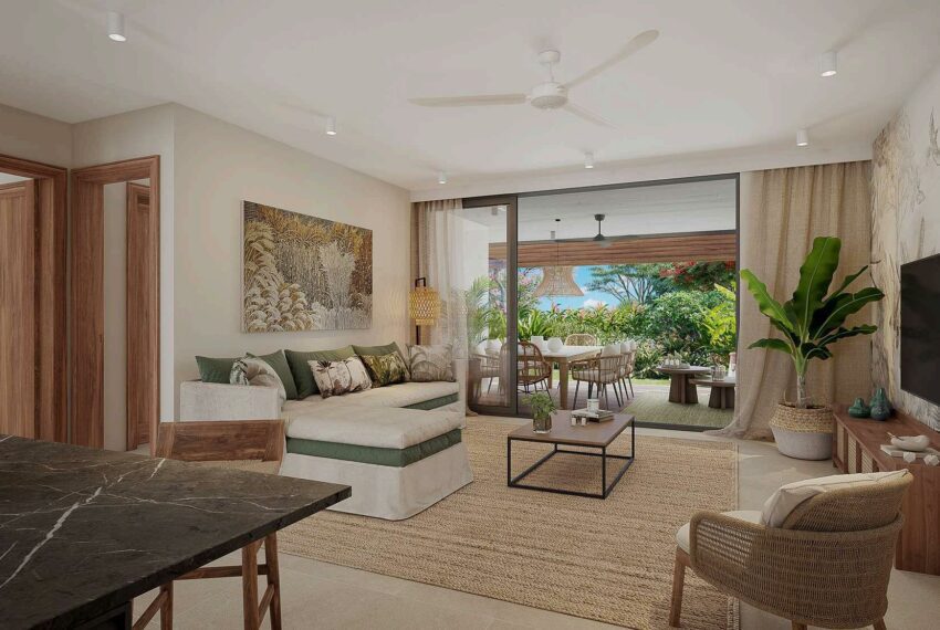 Anahita-Ravine vue salon et Cuisine