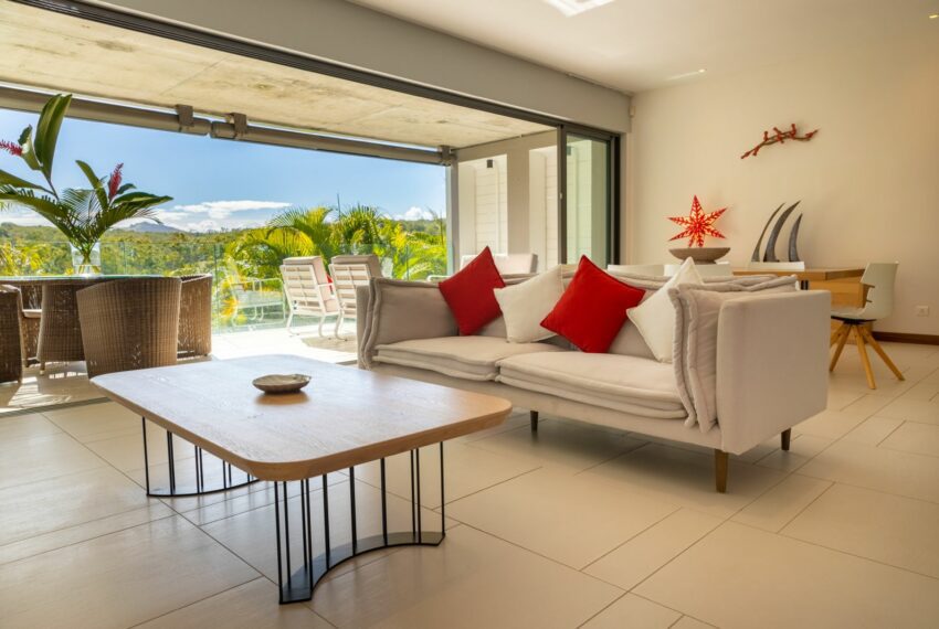 Salon vue exterieure terrasse